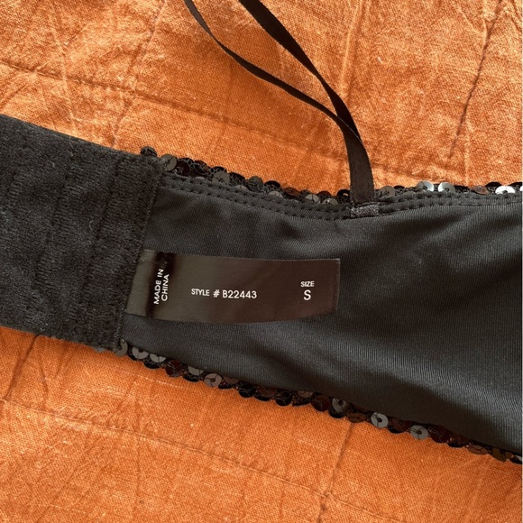 NWOT Black Sequin Bandeau Bra - Picture 6 of 8